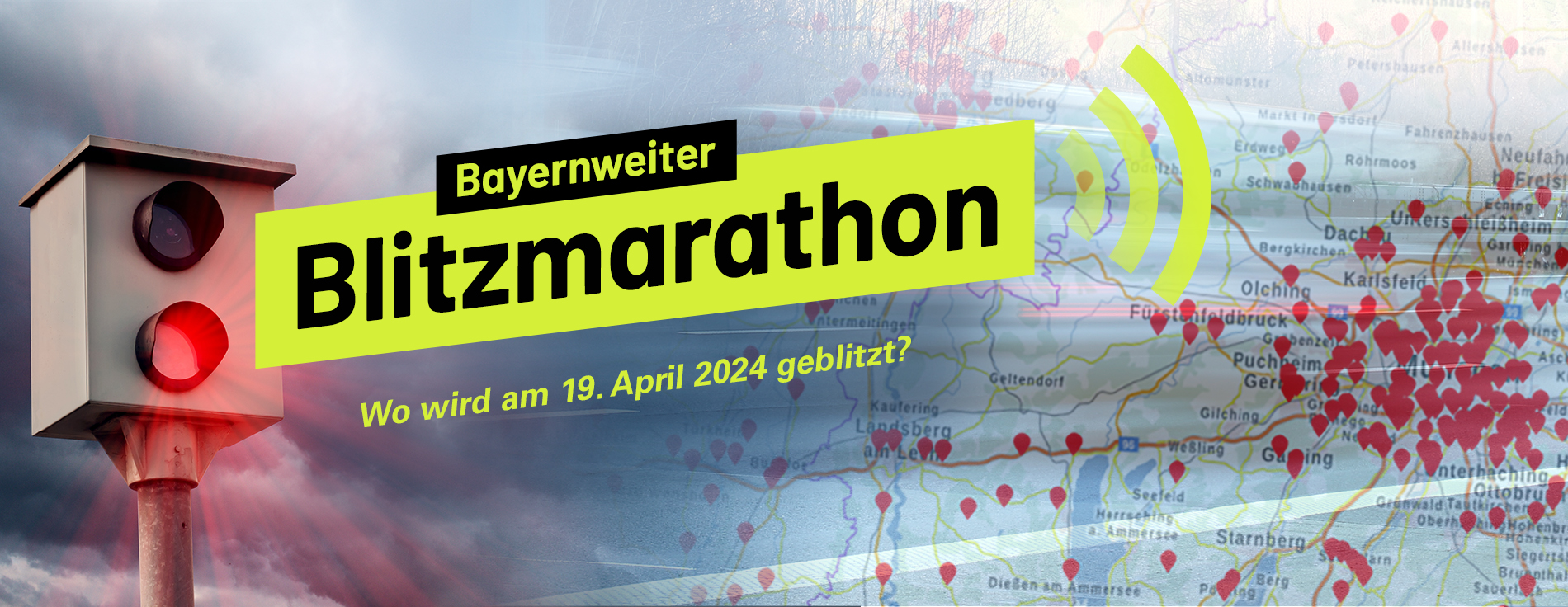 Grafik: Bayernweiter Blitzmarathon: Wo wird am 19. April 2024 geblitzt?