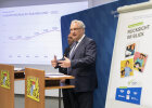 Innenminister Joachim Herrmann und Landespolizeipräsident Michael Schwald bei der Vorstellung der Verkehrsunfallstatistik