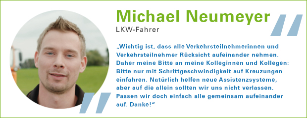 Portrait und Zitat Michael Neumeyer, LKW-Fahrer